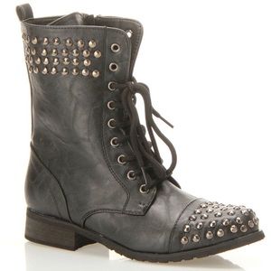 CA Collection by Carrini “Elektra”Nailhead Combat Boots
